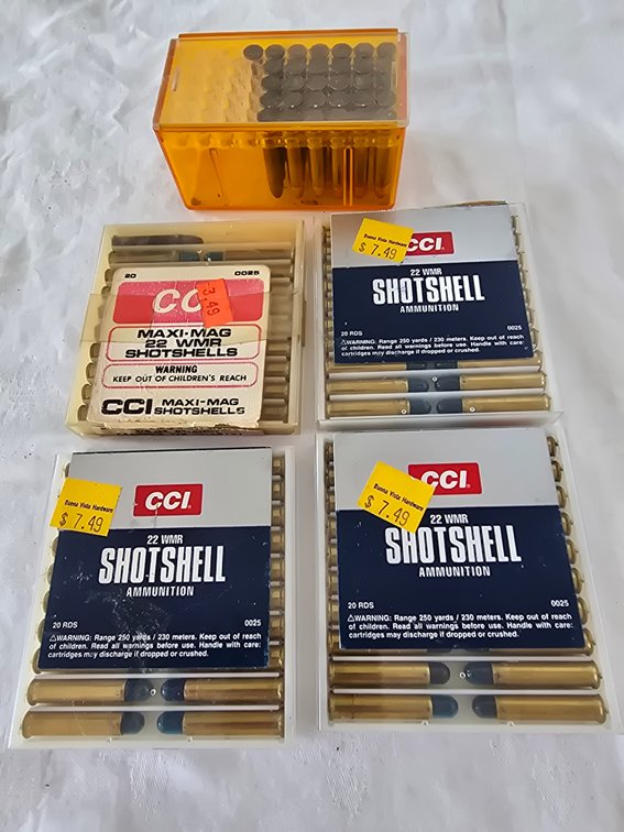 22 MAG. 4 boxes of shot shells