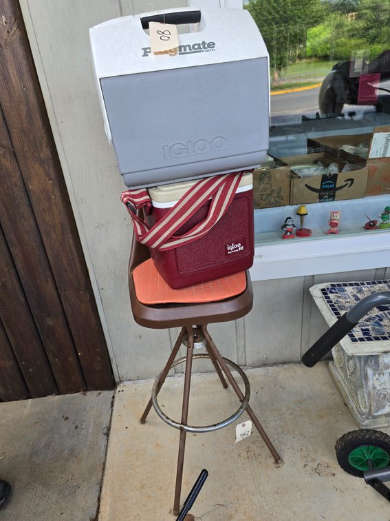 2 coolers and a nice man cave stool
