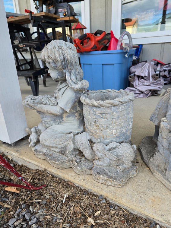 Concrete little girl with bunny