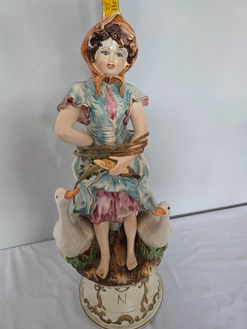 Image for Porcelain Girl with geese lamp.