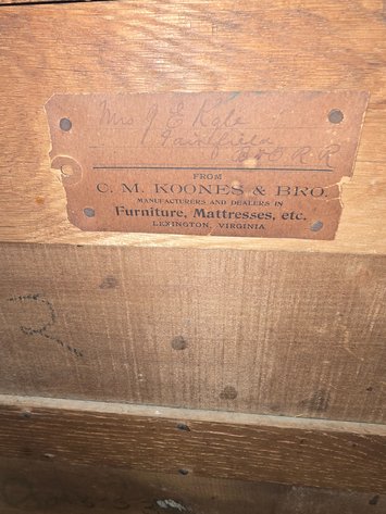 Image for 1880's Oak dresser from CM Koones & Brothers furniture, LEXINGTON VA