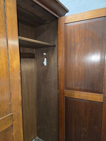 Image for Walnut wardrobe with Oak leaf drawer pulls on front