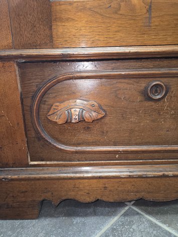 Image for Walnut wardrobe with Oak leaf drawer pulls on front