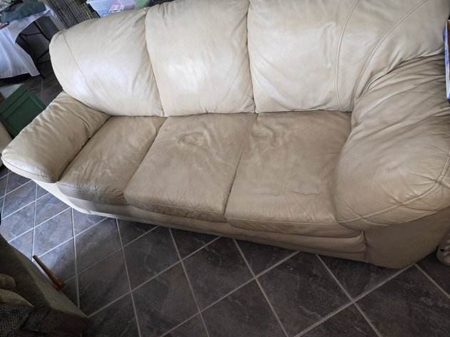 Image for 82 inch leather tan sofa