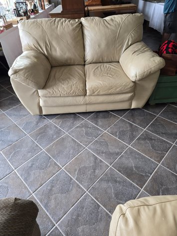 Image for Leather? Tan love seat