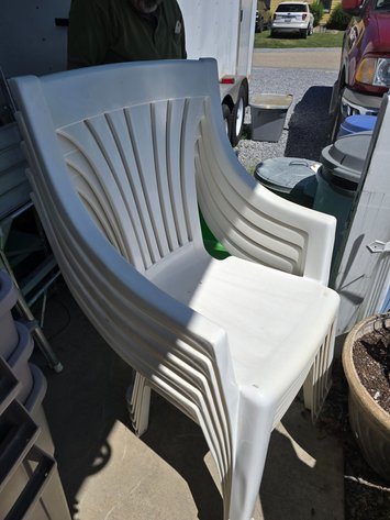 Image for 5 slant back, plus one,  plastic chairs nice condition,