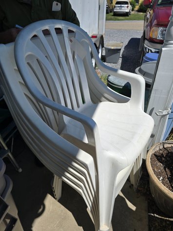 Image for 5 slant back, plus one,  plastic chairs nice condition,
