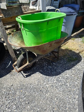 Image for Metal wheelbarrow and plastic tub