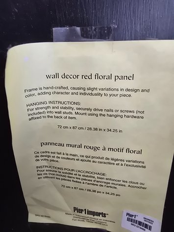 Image for Red floral panel wall decor