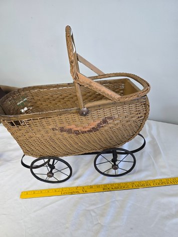 Image for Old wicker doll carriage, South Ben toy co.