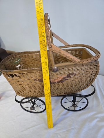 Image for Old wicker doll carriage, South Ben toy co.