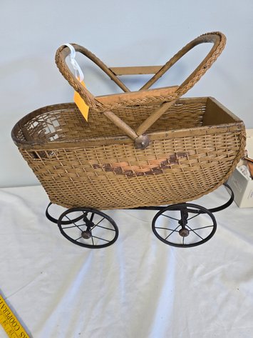 Image for Old wicker doll carriage, South Ben toy co.