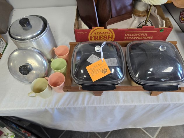Image for Retro nineteen fifties, canister set and plastic cups also west ben, serving set