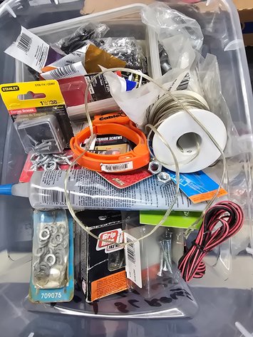 Image for Tote of wire screws braces fasteners