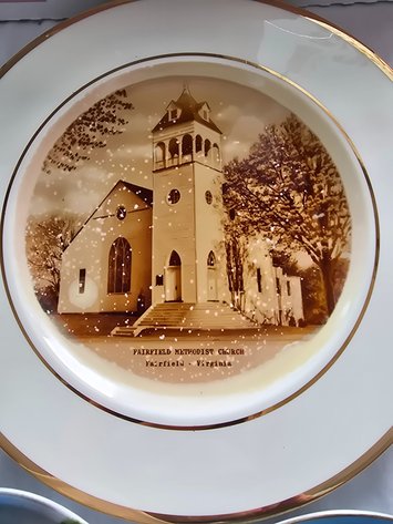 Image for Fairfield Methodist church plate, Niagara Falls plates, glass serving dishes