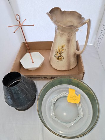 Image for Jeanette glass serving bowl ceramic items and tin decor