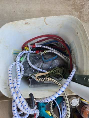Image for Bungee straps, glue guns, misc. Garage items, bucket