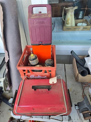 Image for Common lantern, propane tanks and grill