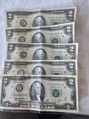 Image for 5-  1995 TWO DOLLAR BILLS