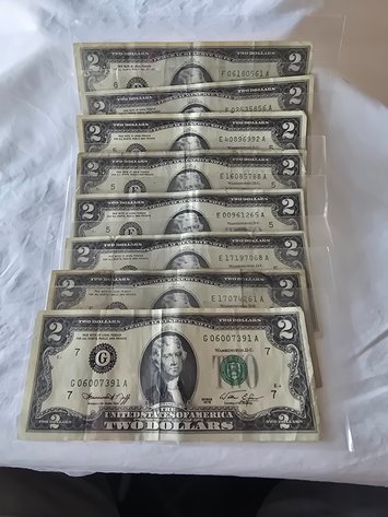 Image for 8 TWO DOLLAR BILLS