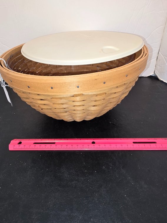 Longaberger basket, 11 inch with protector and Lid