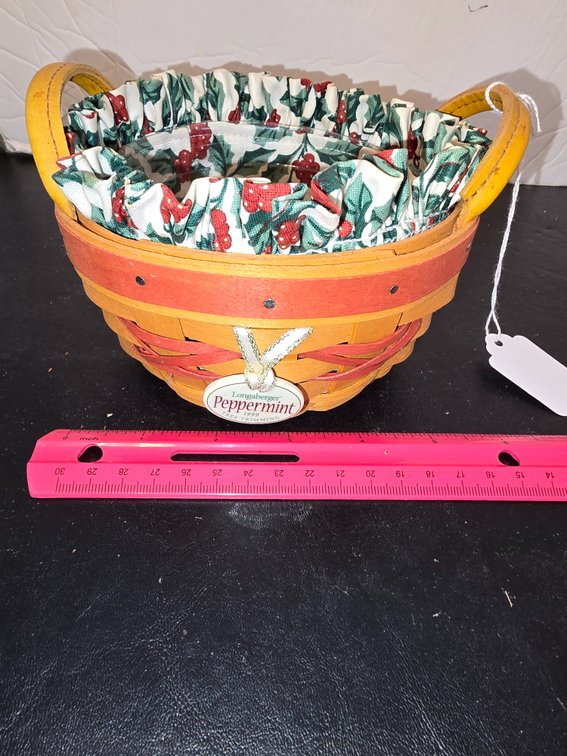Longaberger basket Tree Triming basket with protector and cloth liner