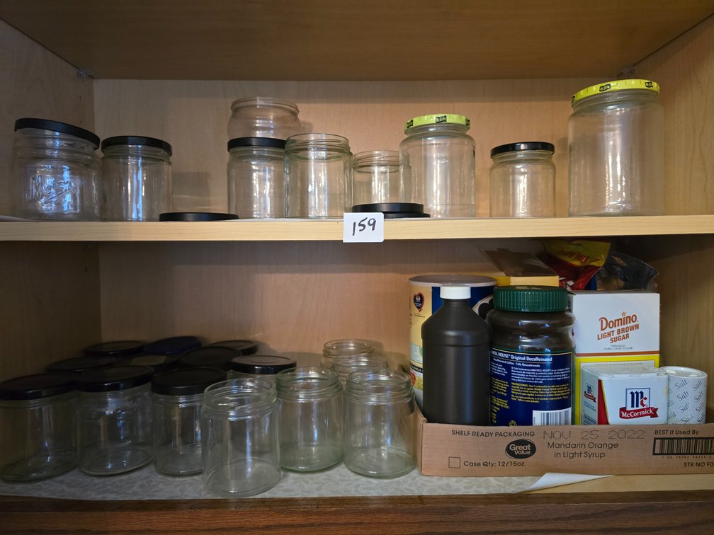 Jars with lids, foods
