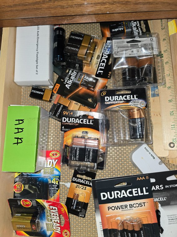 Drawer of batteries