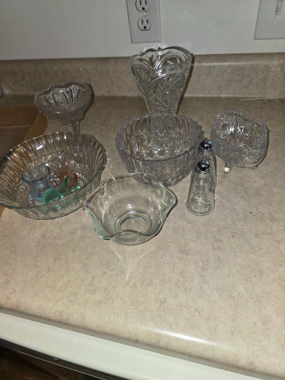 Pressed and cut glass items