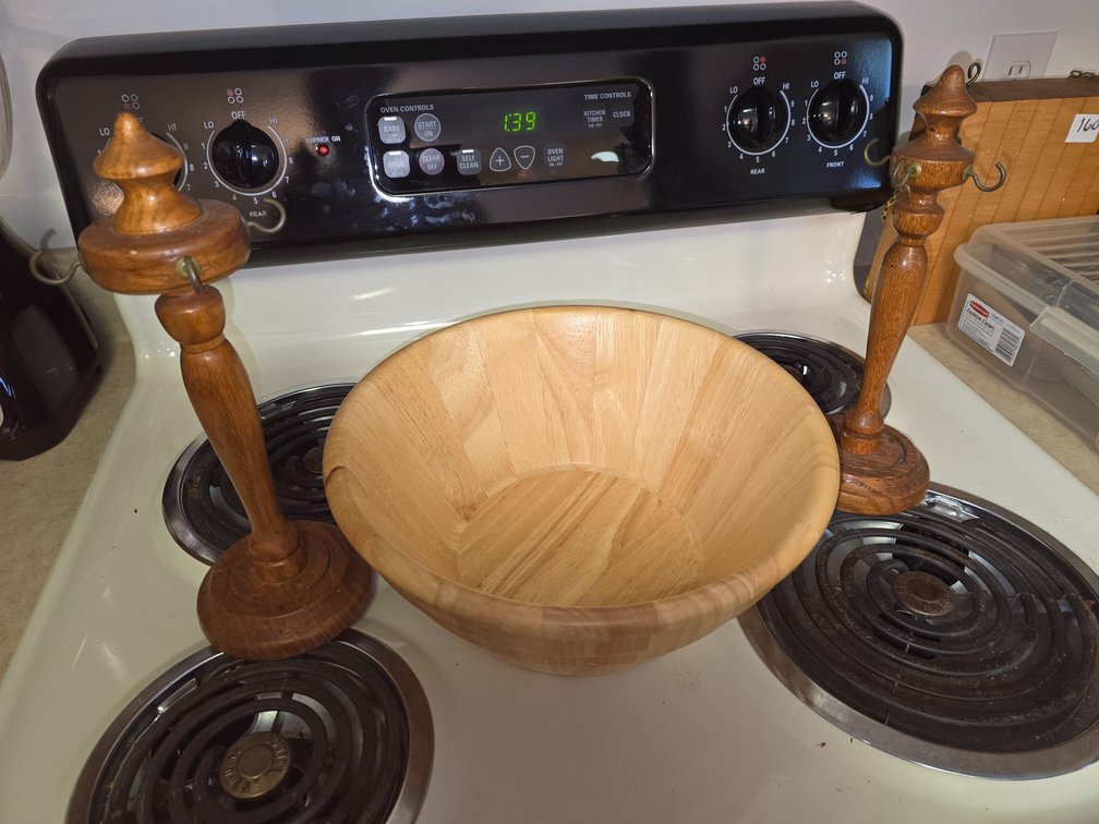 Nice wooden salad bowl and cup holders