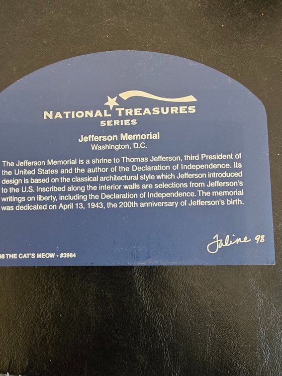 Cats Meow, Jefferson Memorial