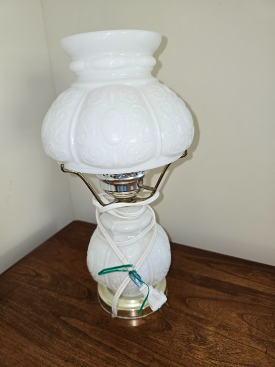 Milk glass bedroom lamp