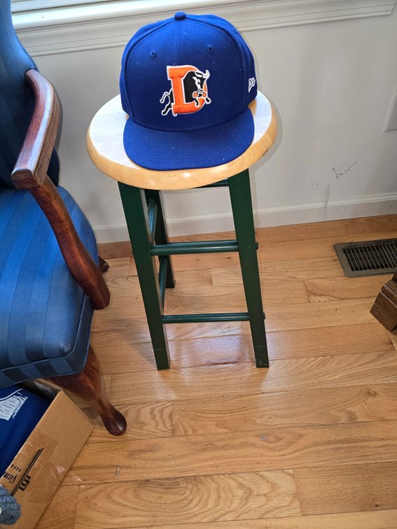 Durham Bulls hat and stool