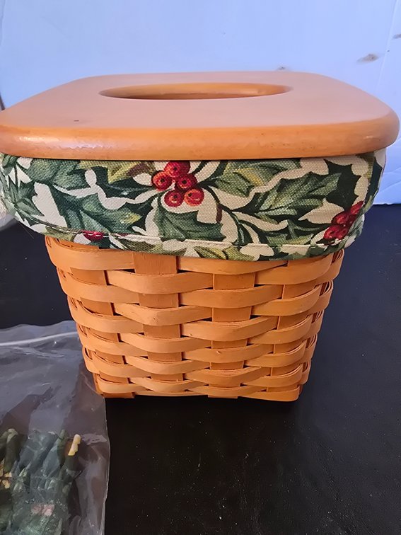 Longaberger basket,  tall tissue basket, 1997, two liners and protector