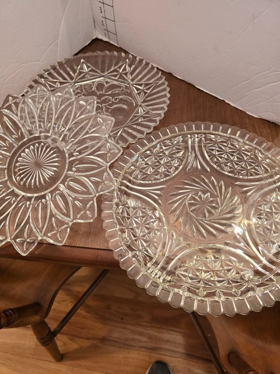 Pressed glass serving trays