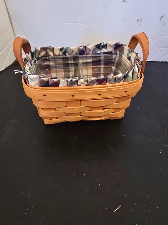 Longaberger basket,  1999, with liner and protector