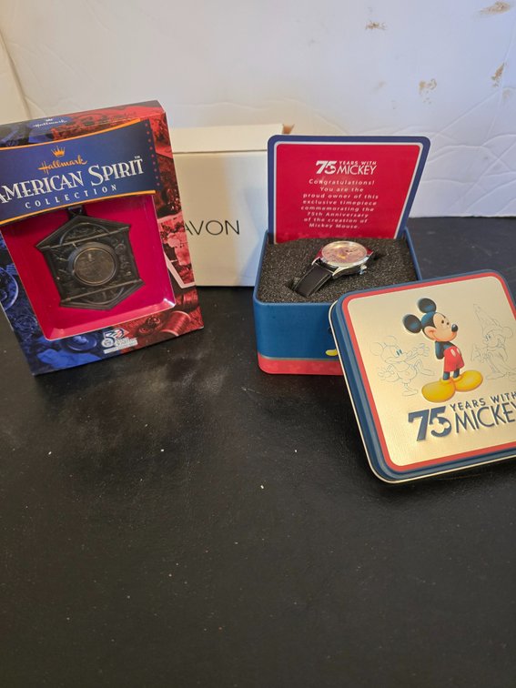 Mickey mouse 75th Anniversary watch in boxes,  And Hallmark coin
