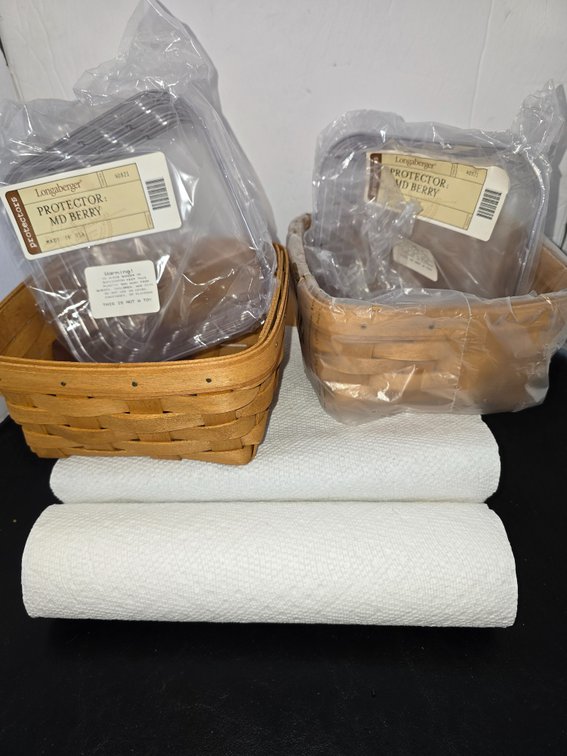 2 Longaberger NEW BERRY BASKETs with protector two in set
