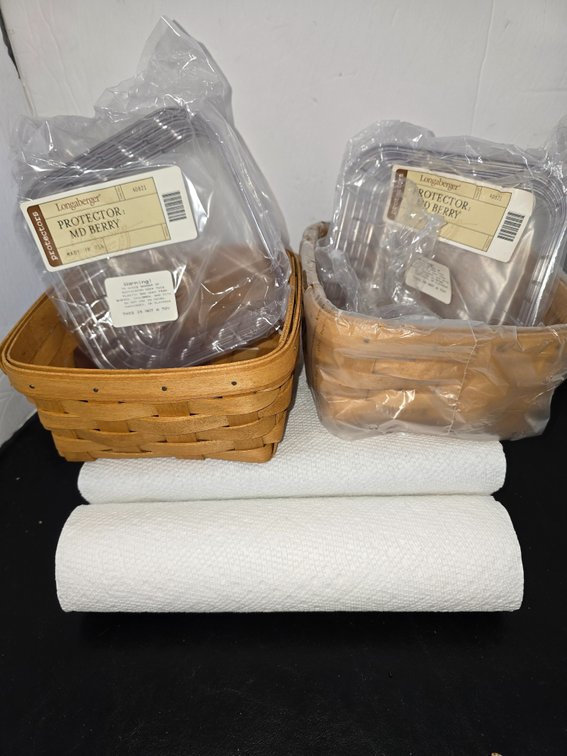 2 Longaberger  New Classic BERRY BSK with protector, pair
