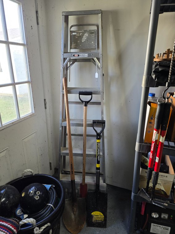 Ladder and shovels