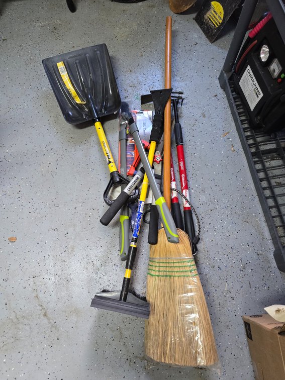 Gardening tools broom et cetera
