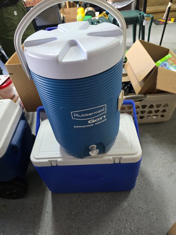 2 coolers,  Rubbermaid and Coleman