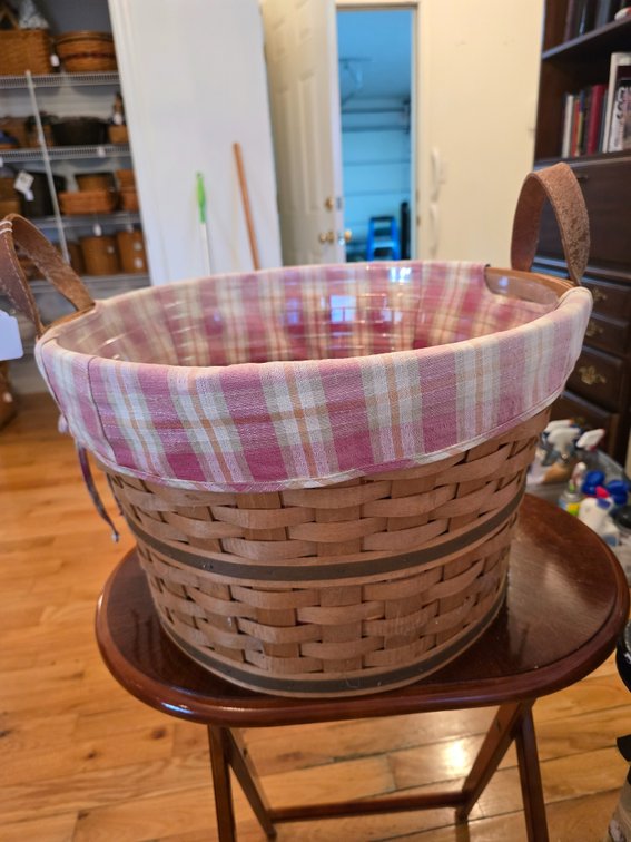 Longaberger classic basket with cloth and plastic liner