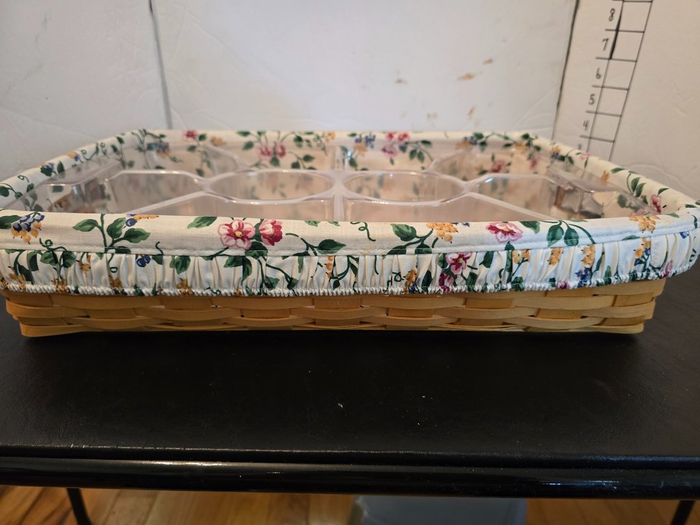 Longaberger basket with cloth and plastic liner