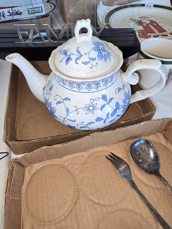 Image for Porcelain tea pot, Roger's Bro. Sterling plate, Arlington Edition 1893
