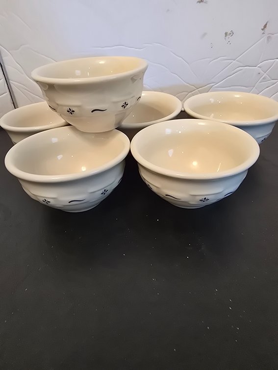 Six small LONGABERGER  pottery bowls