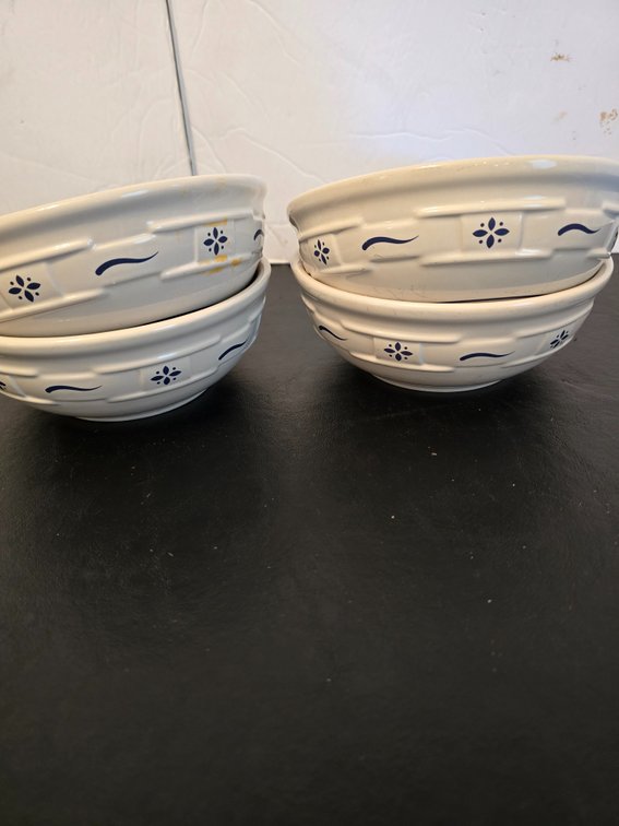 Four LONGABERGER pottery soup bowls