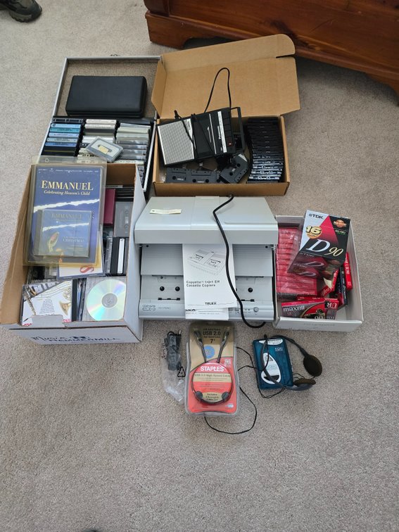 Cassette copier. Music cassettes. Blank and recordered