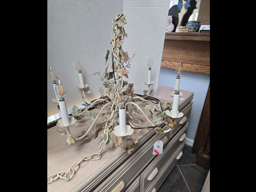 Metal , ivy pattern,  Eight bulb chandelier