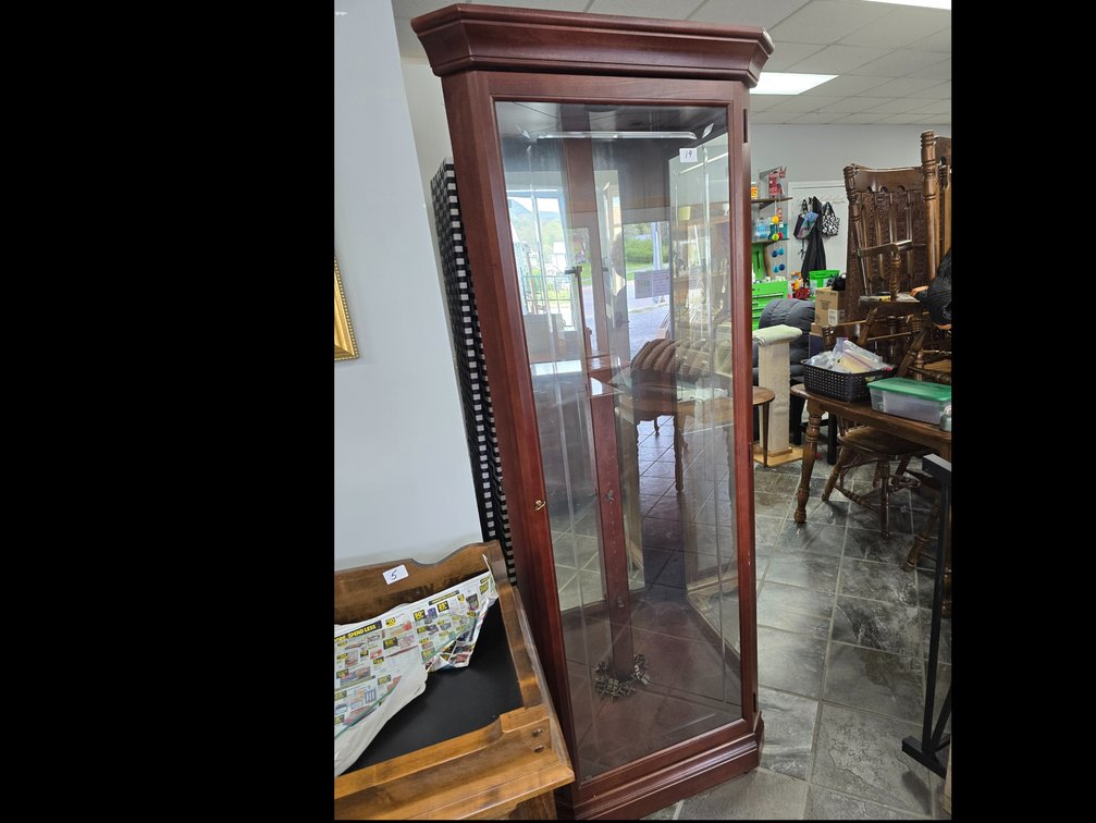 Beautiful corner cabinet with etched glass